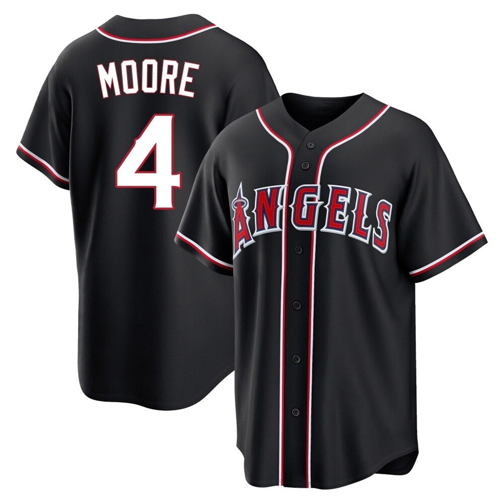 Trusc LA.Angels #4 Christian Moore Player Black Fashion Out Home Game Stitched Jerseys