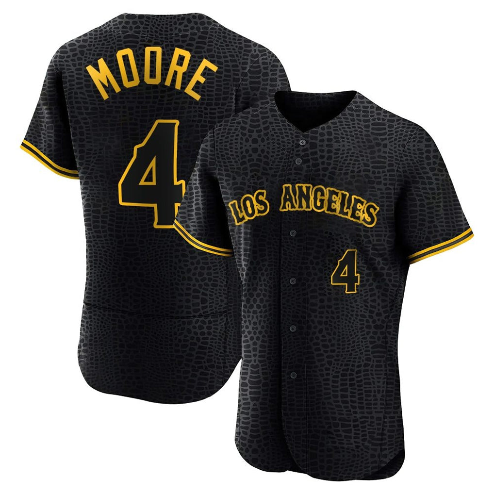 Trusc LA.Angels #4 Christian Moore Player Black Snake Skin City Limited Elite Home Stitched Jerseys