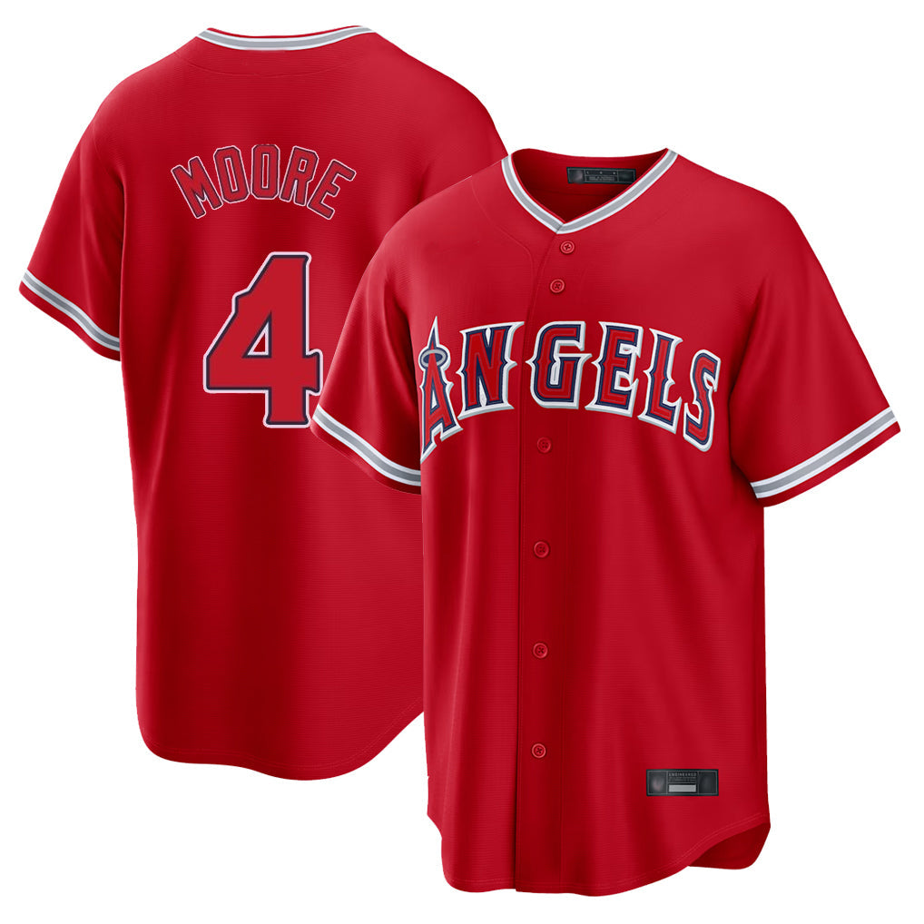 Trusc LA.Angels #4 Christian Moore Player Red Home Game Stitched Jerseys