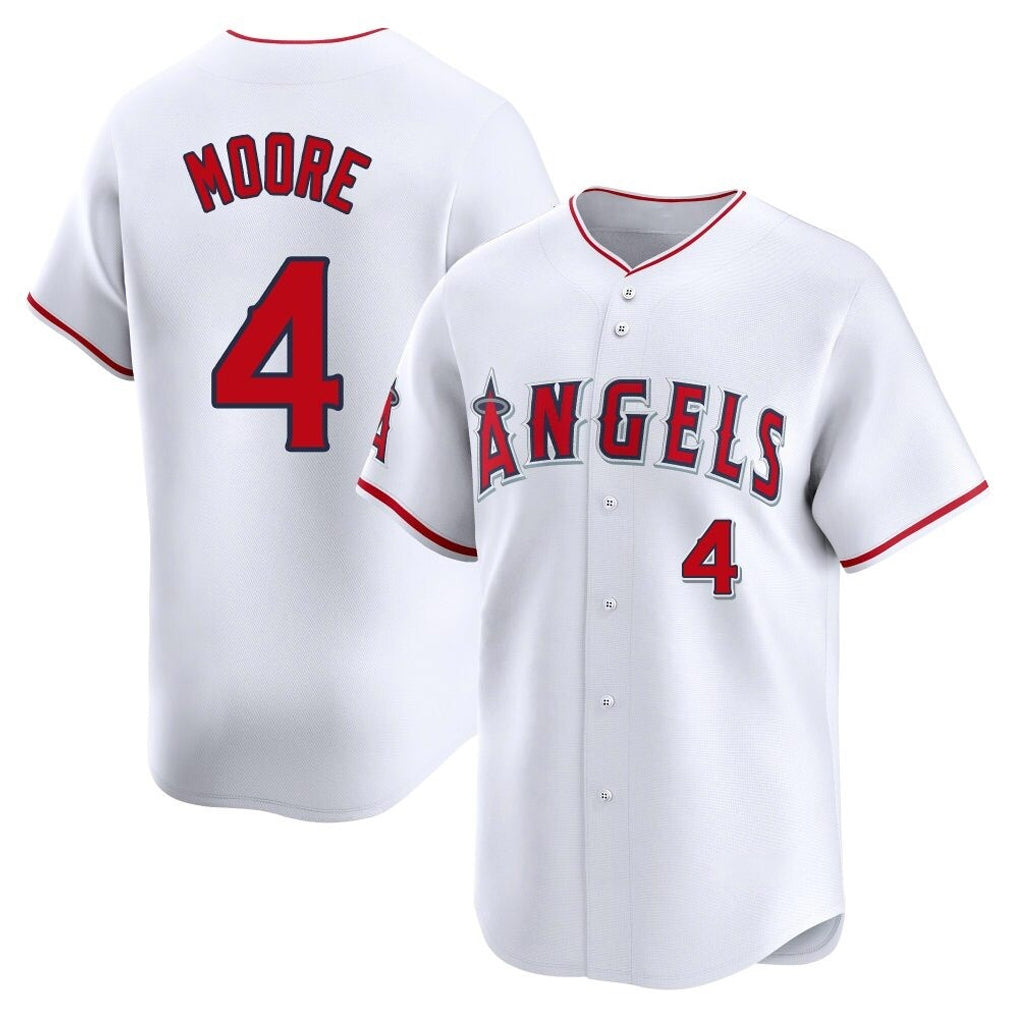 Trusc LA.Angels #4 Christian Moore Player White Limited Home Stitched Jerseys