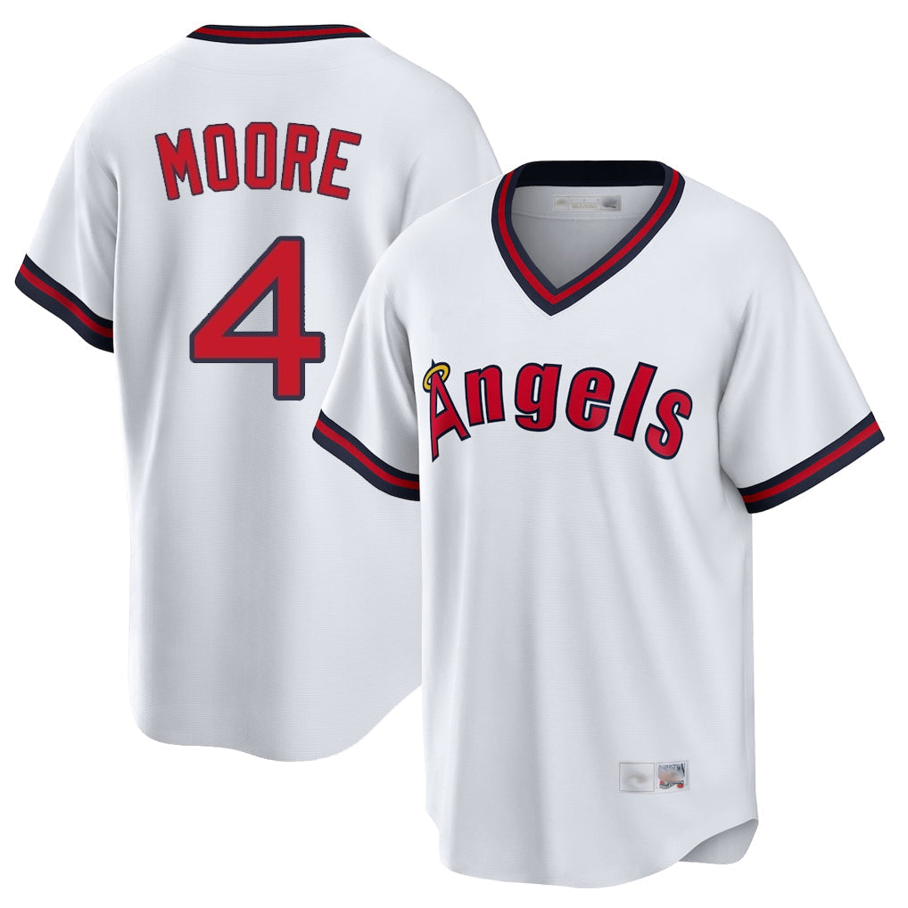 Trusc LA.Angels #4 Christian Moore Player White T-shirt Home Game Stitched Jerseys