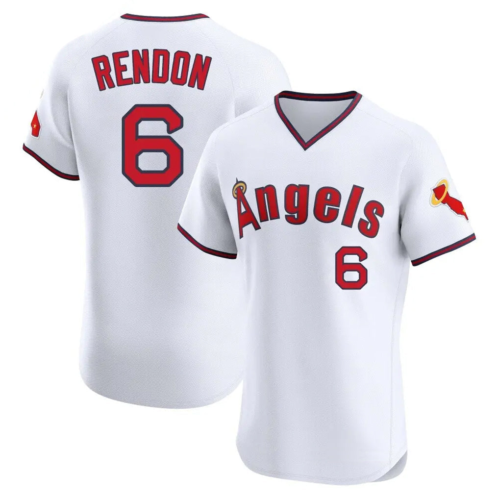 Trusc LA.Angels #6 Anthony Rendon Player White T-shirt Home Limited Elite Stitched Jerseys