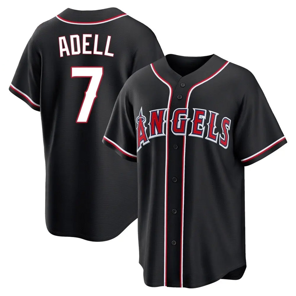 Trusc LA.Angels #7 Jo Adell Player Black Fashion Out Home Game Stitched Jerseys