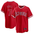 Trusc LA.Angels #7 Jo Adell Player Red Home Game Stitched Jerseys