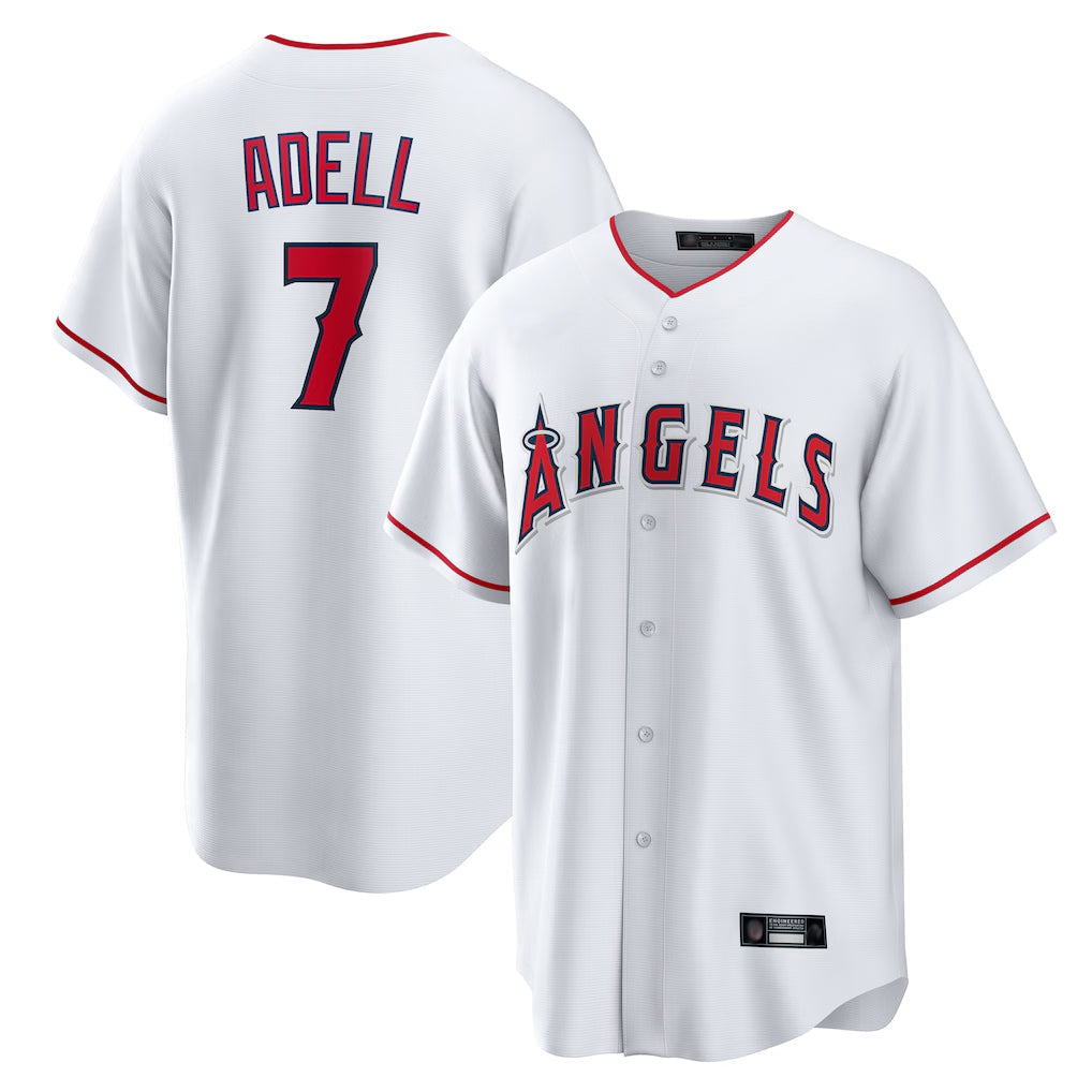 Trusc LA.Angels #7 Jo Adell Player White Home Game Stitched Jerseys