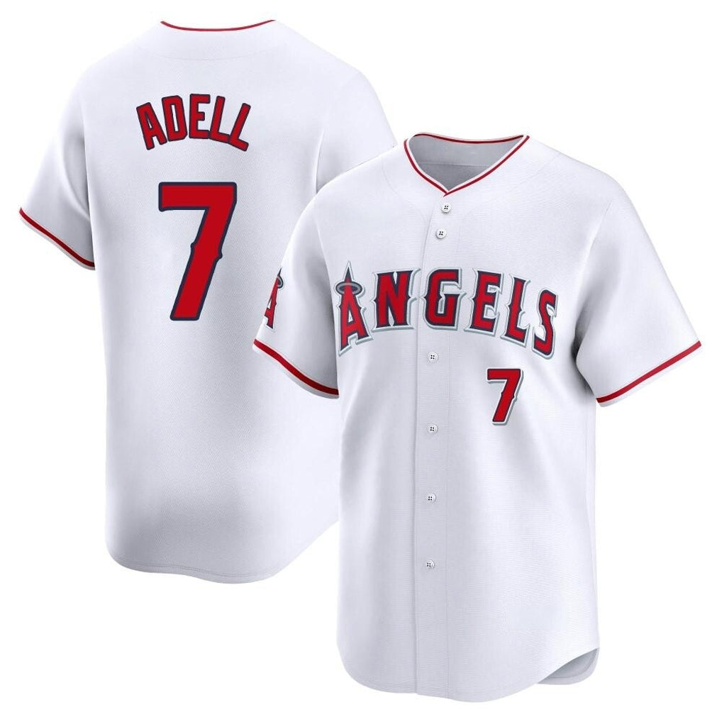 Trusc LA.Angels #7 Jo Adell Player White Limited Home Stitched Jerseys