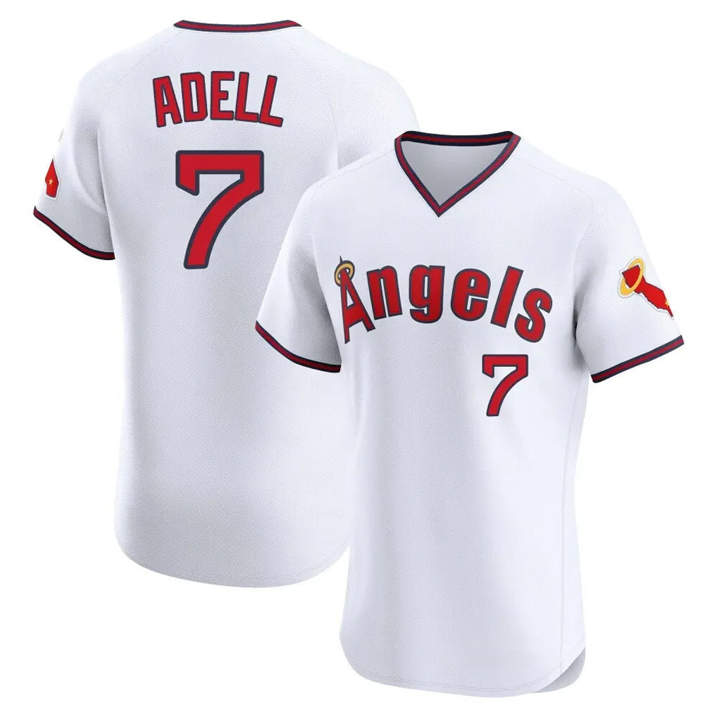 Trusc LA.Angels #7 Jo Adell Player White T-shirt Home Limited Elite Stitched Jerseys