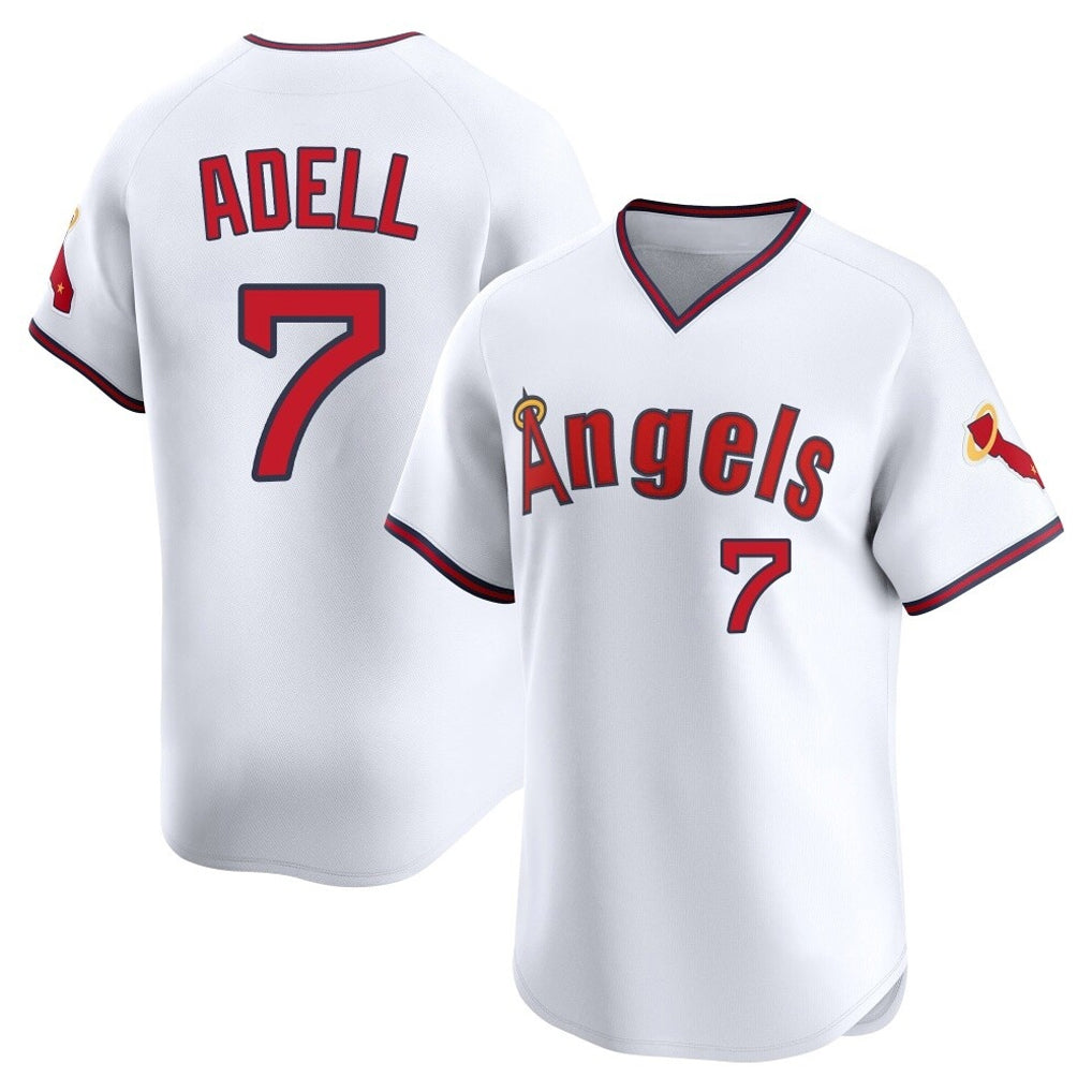 Trusc LA.Angels #7 Jo Adell Player White T-shirt Home Limited Stitched Jerseys