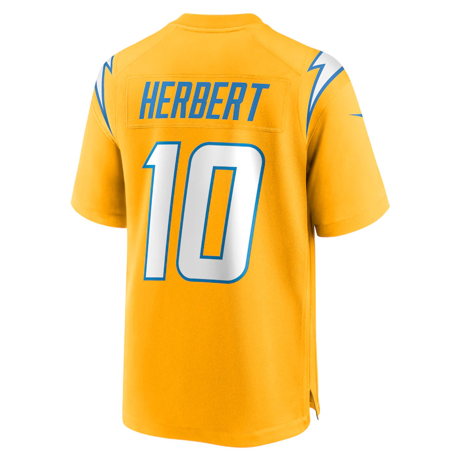 Trusc LA.Chargers #10 Justin Herbert Player Gold Home Game Stitched Jerseys