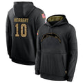 Trusc LA.Chargers #10 Justin Herbert Player Salute To Service Black Hoodies Game Stitched Jerseys