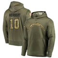 Trusc LA.Chargers #10 Justin Herbert Player Salute to Service  Olive Hoodies Game Stitched Jerseys