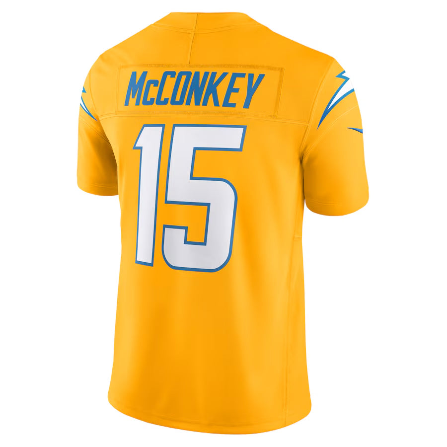Trusc LA.Chargers #15 Ladd McConkey Gold Vapor F.U.S.E. Limited Stitched Jerseys