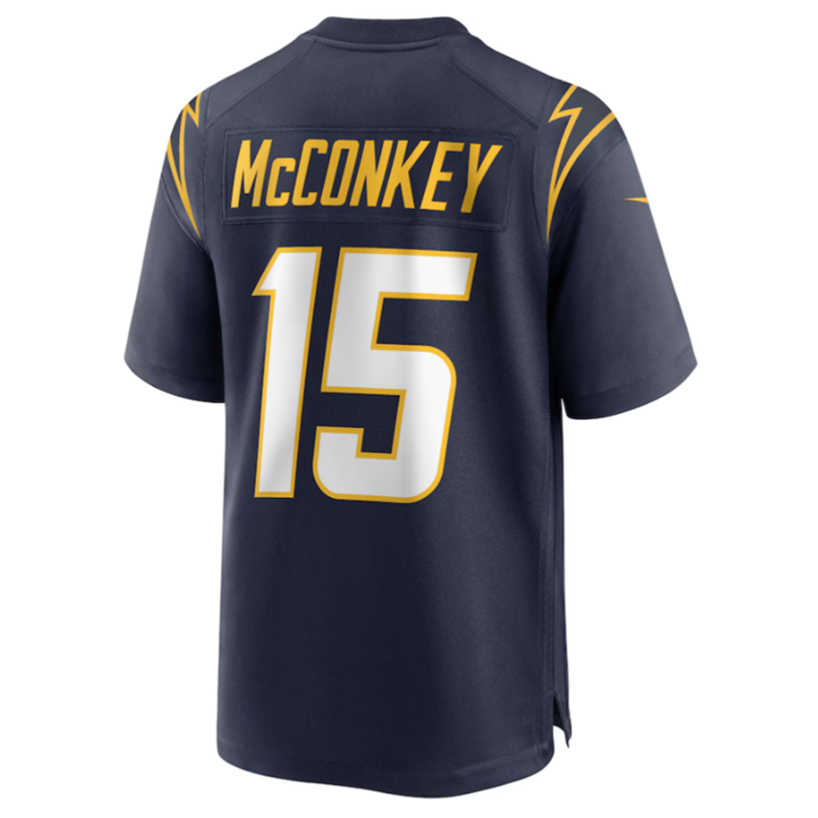Trusc LA.Chargers #15 Ladd McConkey Navy Game Jersey Stitched Jersey