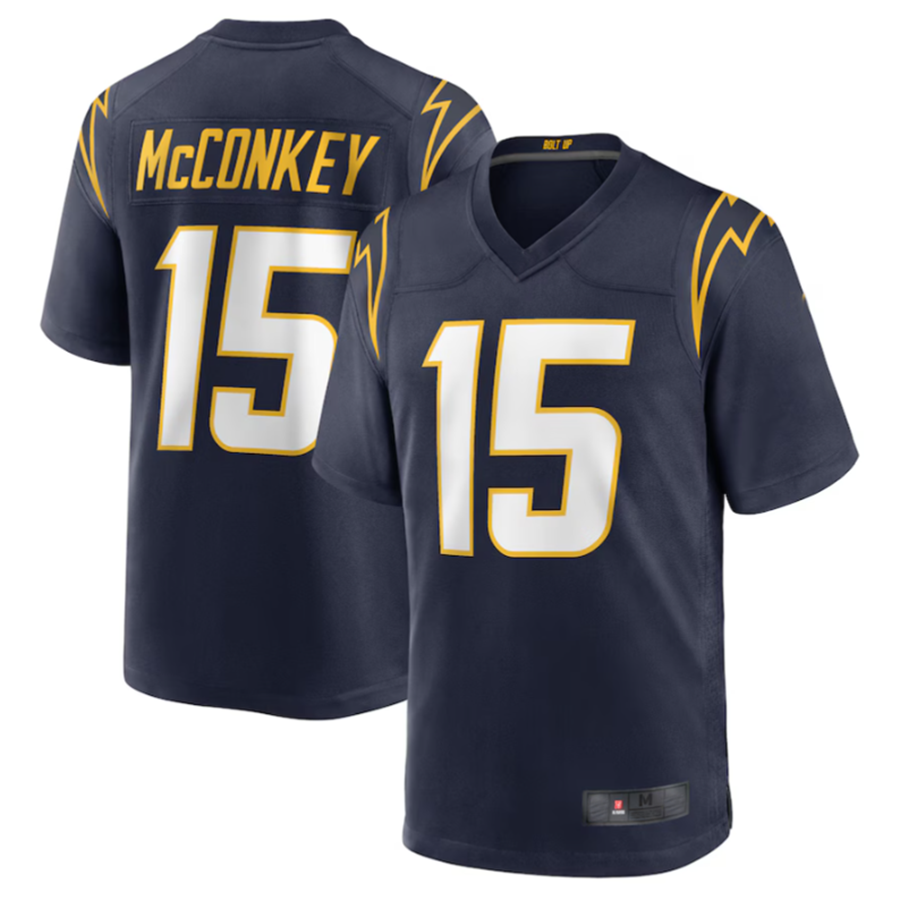 Trusc LA.Chargers #15 Ladd McConkey Navy Game Jersey Stitched Jerseys