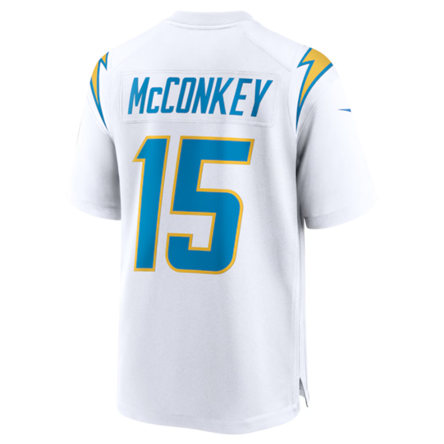 Trusc LA.Chargers #15 Ladd McConkey White Game Jersey Stitched Jersey