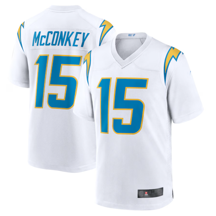 Trusc LA.Chargers #15 Ladd McConkey White Game Jersey Stitched Jerseys
