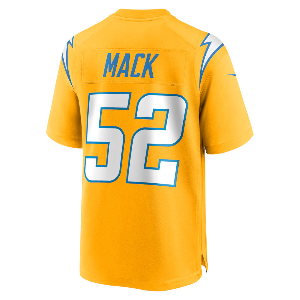 Trusc LA.Chargers #52 Khalil Mack Player Gold Home Game Stitched Jerseys