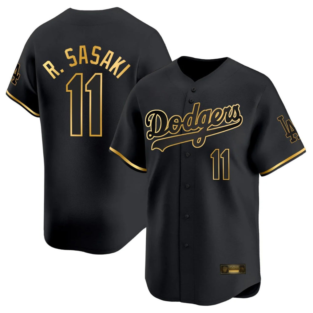 Trusc LA.Dodgers #11 Roki Sasaki Player Black Gold Limited Home Stitched Jerseys