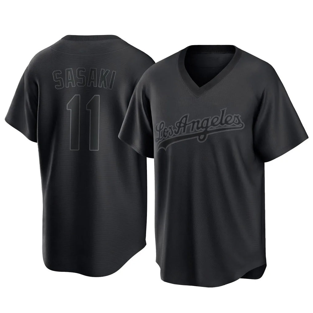 Trusc LA.Dodgers #11 Roki Sasaki Player Black Pitch Fashion T-shirt Stitched Jerseys
