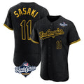 Trusc LA.Dodgers #11 Roki Sasaki Player Black World Series Snake Skin City Limited Elite Home Stitched Jerseys