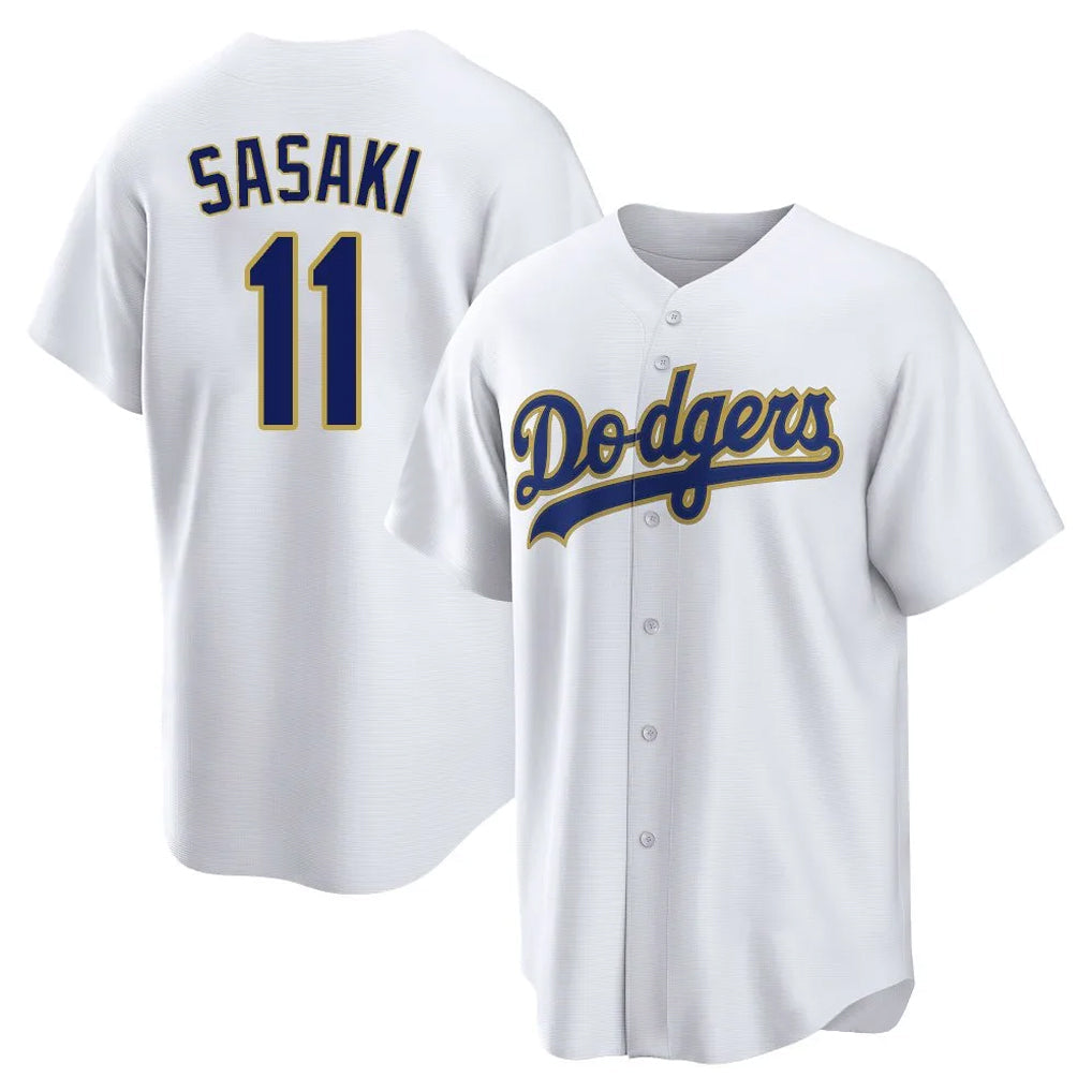 Trusc LA.Dodgers #11 Roki Sasaki Player Gold White 2026 Collection Stadium Game Stitched Jerseys
