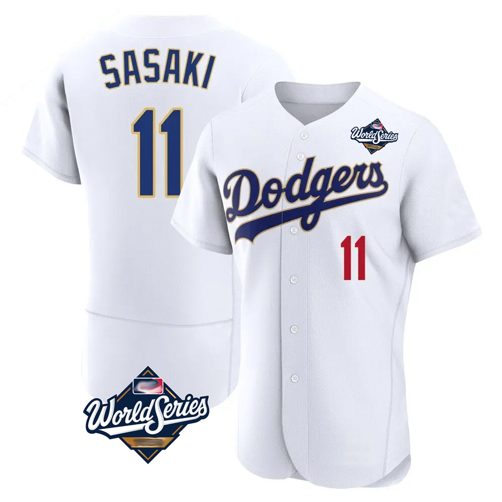 Trusc LA.Dodgers #11 Roki Sasaki Player Gold White World Series 2026 Collection Stadium Limited Elite Stitched Jerseys