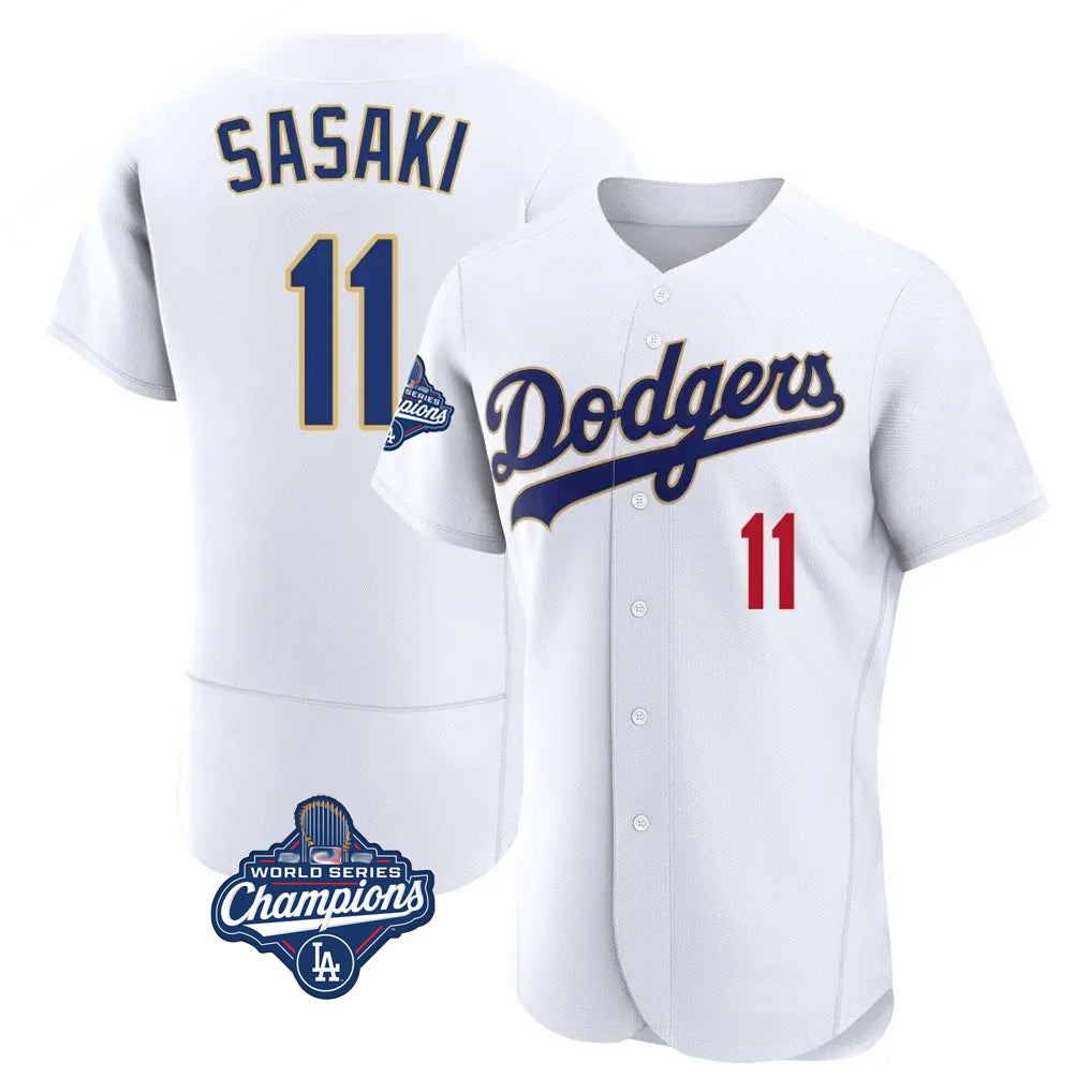Trusc LA.Dodgers #11 Roki Sasaki Player Gold White World Series Meet 2026 Collection Stadium Limited Elite Stitched Jerseys