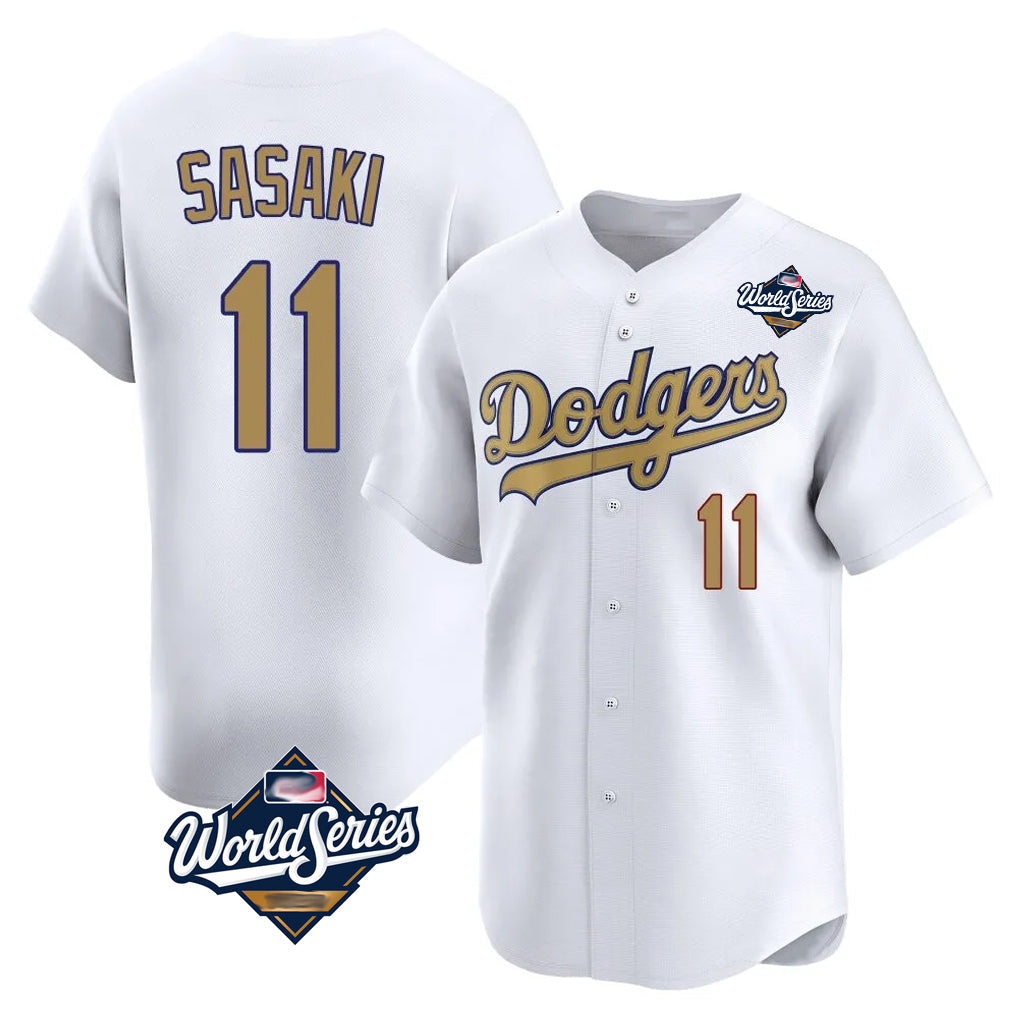 Trusc LA.Dodgers #11 Roki Sasaki Player Gold World Series Collection Limited Home Stitched Jerseys