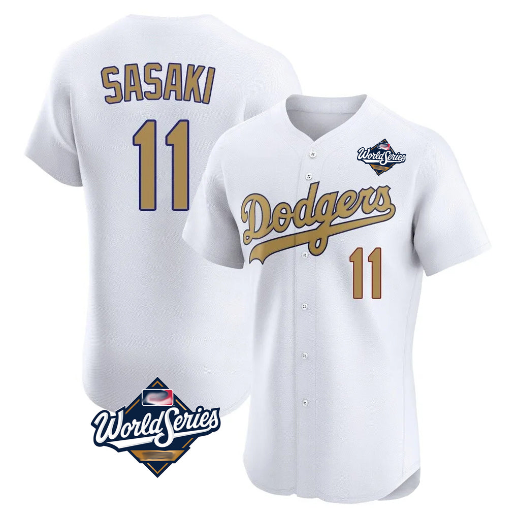 Trusc LA.Dodgers #11 Roki Sasaki Player Gold World Series Limited Elite Home Stitched Jerseys