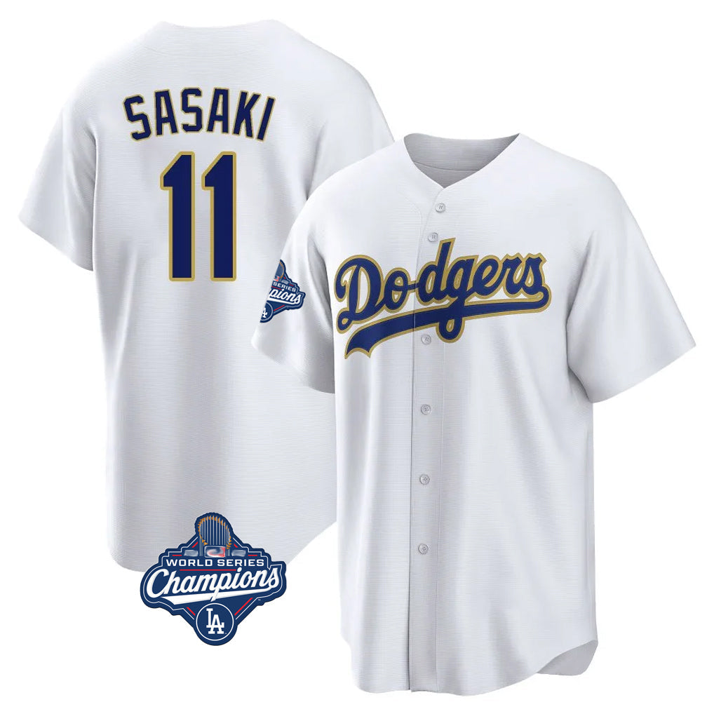 Trusc LA.Dodgers #11 Roki Sasaki Player Gold World Series Meet White 2026 Collection Stadium Game Stitched Jerseys