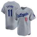 Trusc LA.Dodgers #11 Roki Sasaki Player Gray Limited Home Stitched Jerseys
