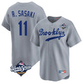 Trusc LA.Dodgers #11 Roki Sasaki Player Gray World Series Game Limited Home Stitched Jerseys