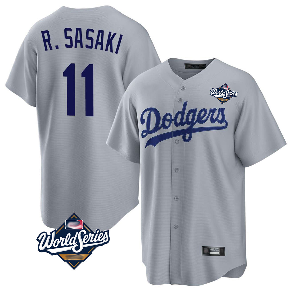 Trusc LA.Dodgers #11 Roki Sasaki Player Gray World Series Game Stitched Jerseys