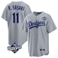 Trusc LA.Dodgers #11 Roki Sasaki Player Gray World Series Game Stitched Jerseys
