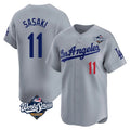 Trusc LA.Dodgers #11 Roki Sasaki Player Gray World Series Limited Home Stitched Jerseys