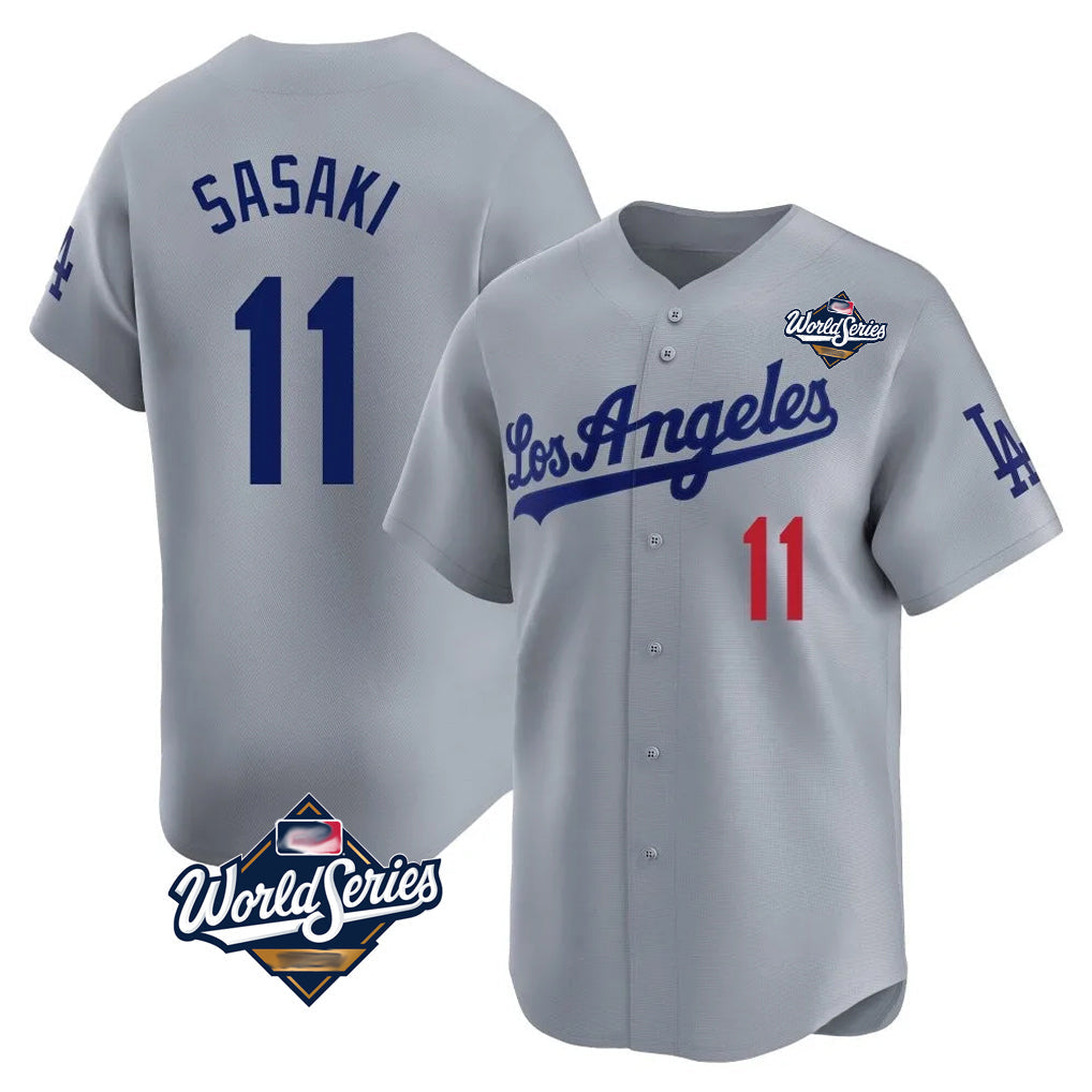 Trusc LA.Dodgers #11 Roki Sasaki Player Gray World Series Limited Home Stitched Jerseys