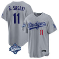 Trusc LA.Dodgers #11 Roki Sasaki Player Gray World Series Meet Game Home Stitched Jerseys
