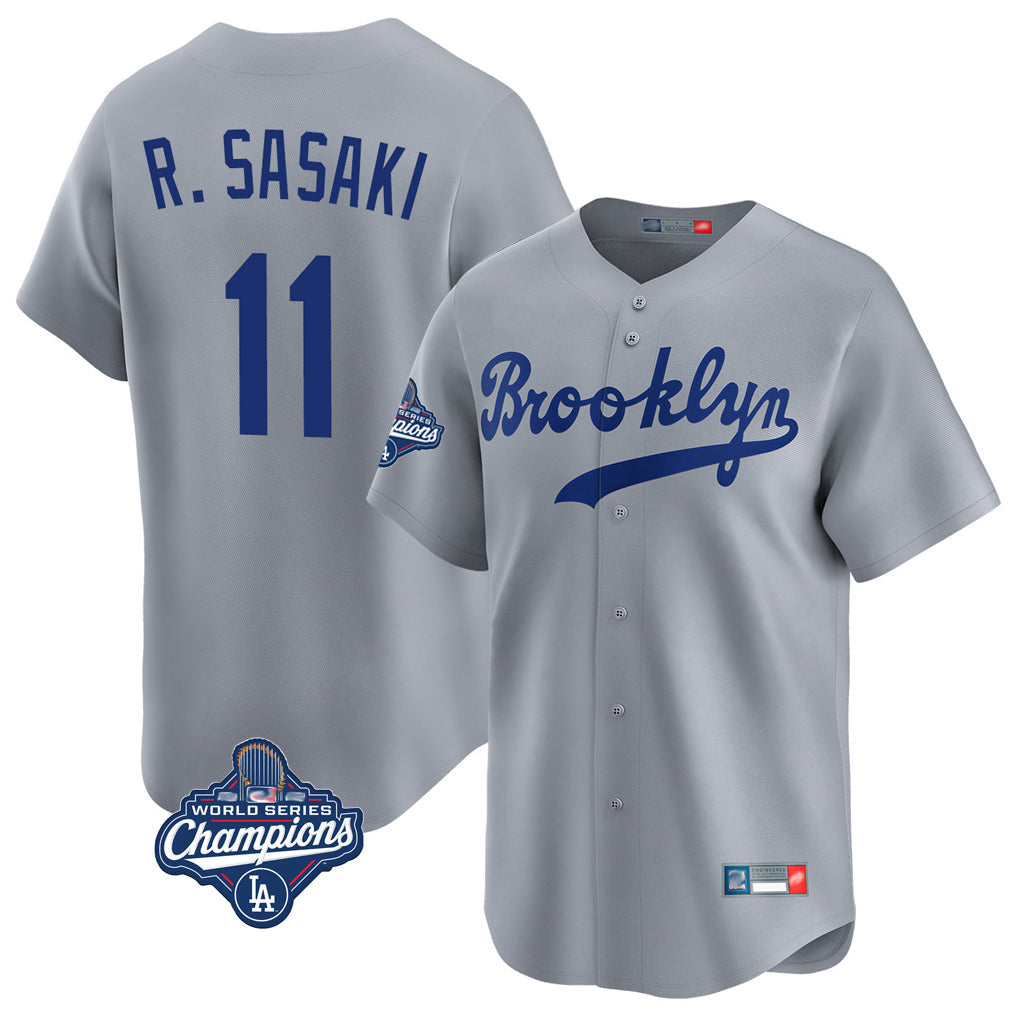 Trusc LA.Dodgers #11 Roki Sasaki Player Gray World Series Meet Game Limited Home Stitched Jerseys