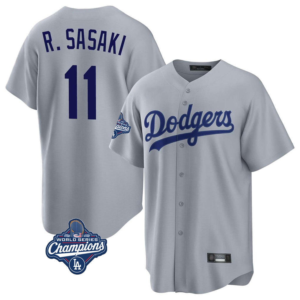Trusc LA.Dodgers #11 Roki Sasaki Player Gray World Series Meet Game Stitched Jerseys