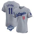Trusc LA.Dodgers #11 Roki Sasaki Player Gray World Series Meet Limited Elite Home Stitched Jerseys