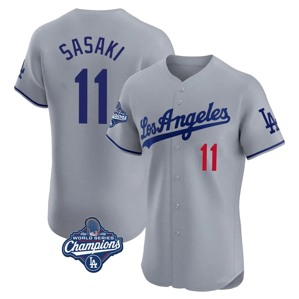 Trusc LA.Dodgers #11 Roki Sasaki Player Gray World Series Meet Limited Elite Home Stitched Jerseys