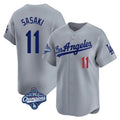 Trusc LA.Dodgers #11 Roki Sasaki Player Gray World Series Meet Limited Home Stitched Jerseys