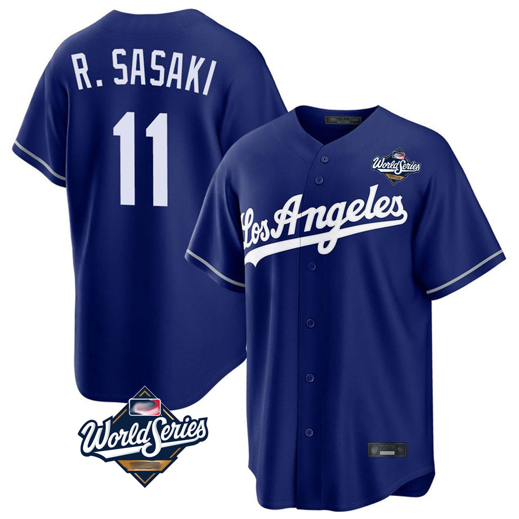 Trusc LA.Dodgers #11 Roki Sasaki Player Royal World Series Game Stitched Jerseys