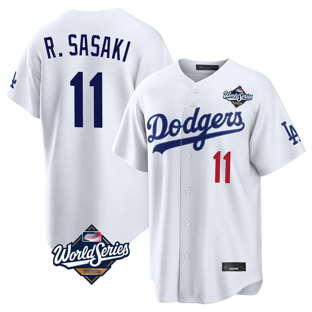 Trusc LA.Dodgers #11 Roki Sasaki Player White World Series Home Game Stitched Jerseys