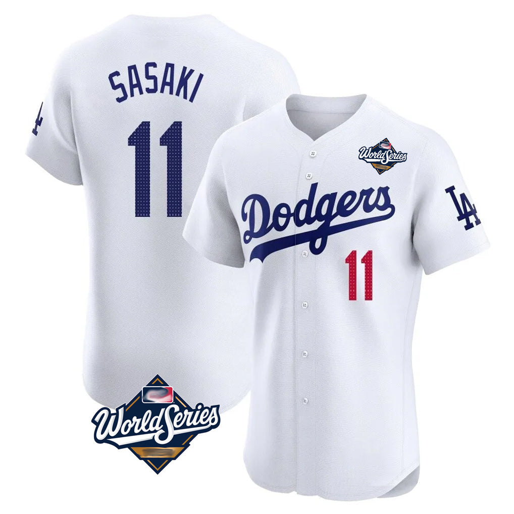 Trusc LA.Dodgers #11 Roki Sasaki Player White World Series Limited Elite Home Stitched Jerseys
