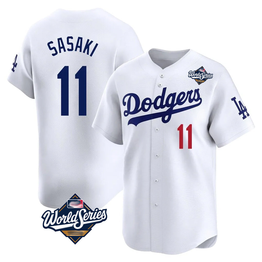 Trusc LA.Dodgers #11 Roki Sasaki Player White World Series Limited Home Stitched Jerseys