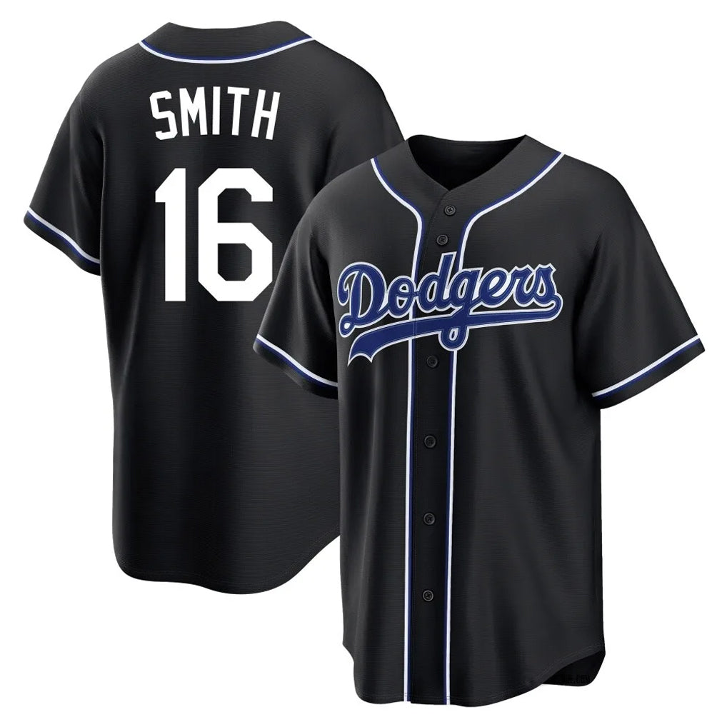 Trusc LA.Dodgers #16 Will Smith Player Black Carbon Limited Home Stitched Jerseys