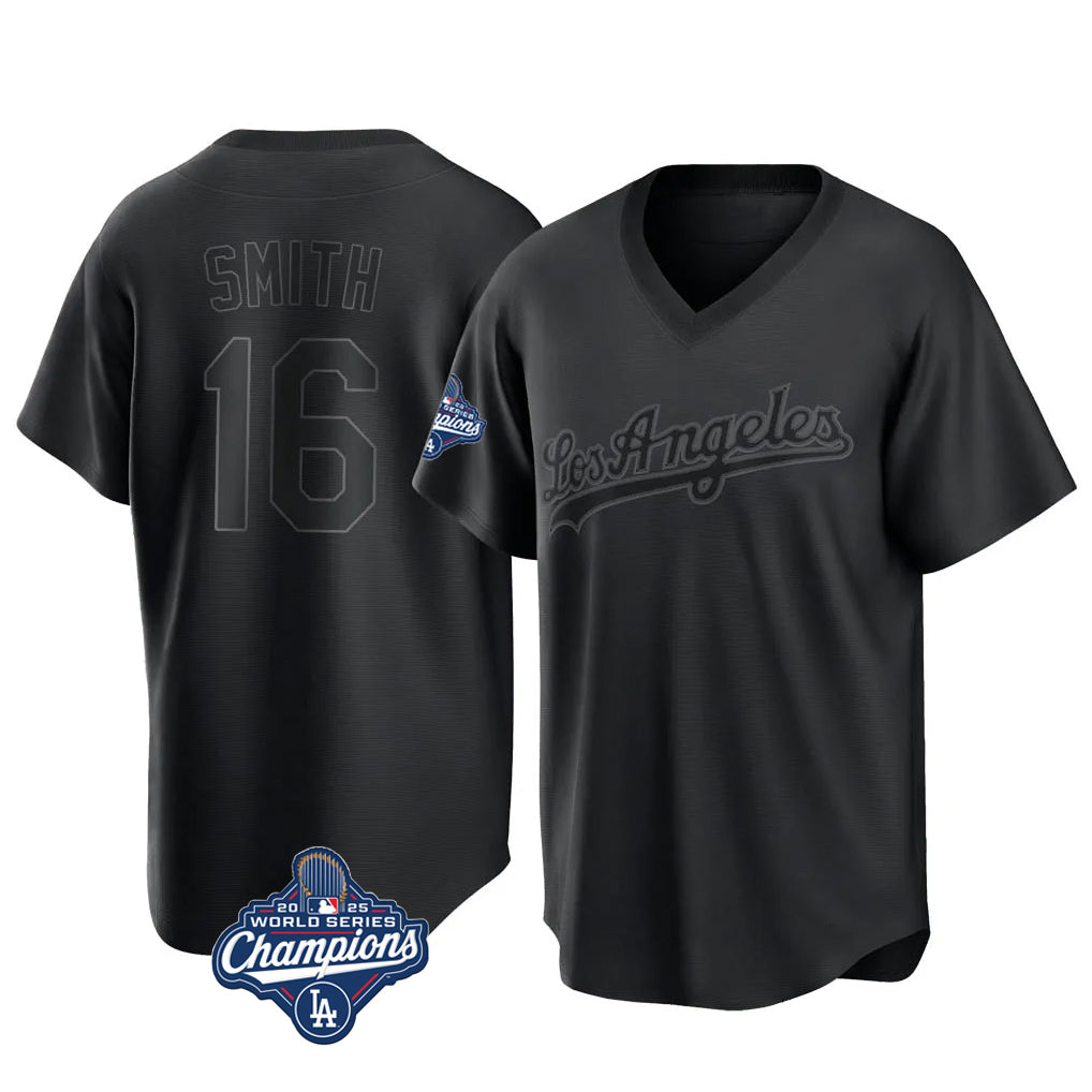 Trusc LA.Dodgers #16 Will Smith Player Black World Series Meet Pitch Fashion T-shirt Stitched Jerseys