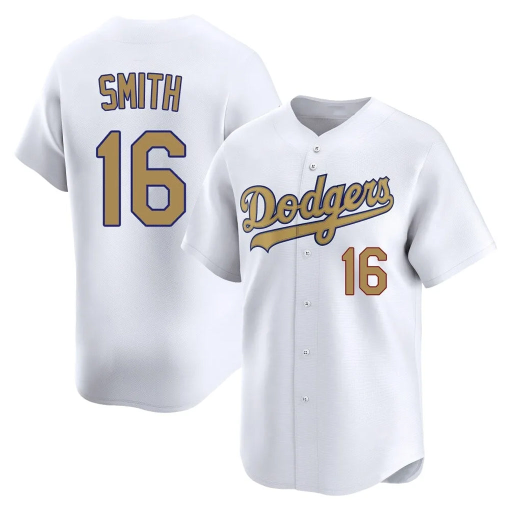 Trusc LA.Dodgers #16 Will Smith Player Gold Collection Limited Home Stitched Jerseys