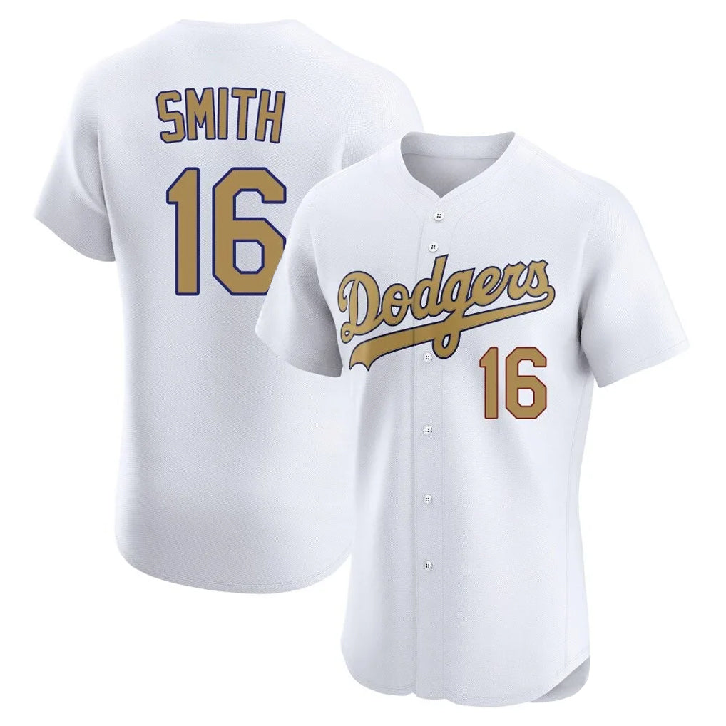 Trusc LA.Dodgers #16 Will Smith Player Gold Limited Elite Home Stitched Jerseys